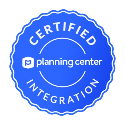 A badge that reads Certified Planning Center Integration